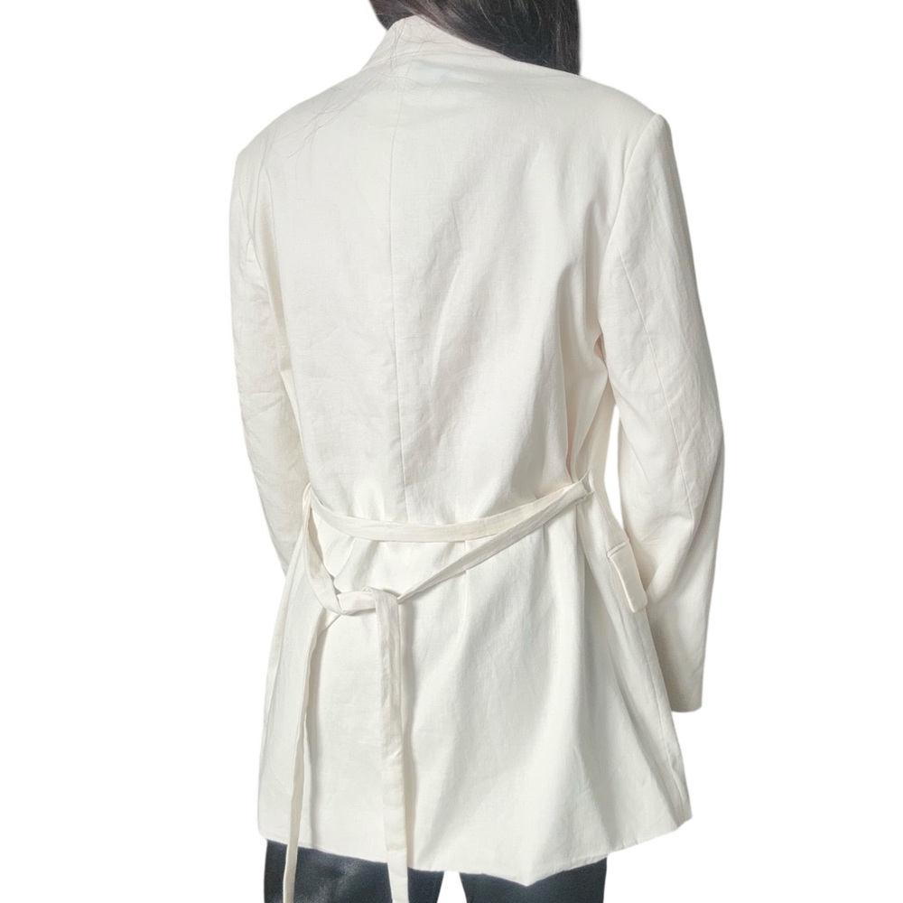 Zara Linen Off White Blazer with Belt - Picture 7 of 8